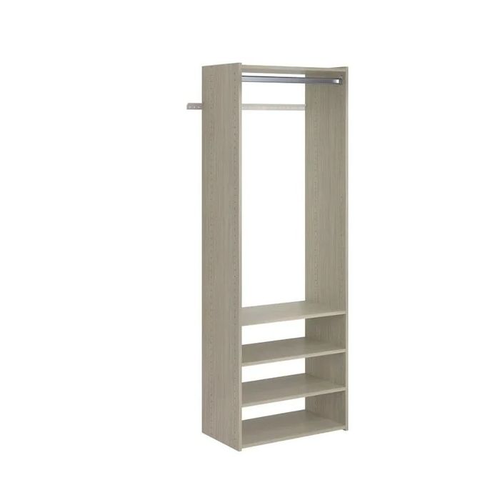 Premium Tower Closet Storage Wall Mounted Wardrobe Organizer Kit System with Adjustable Shelves and Hanging Rod