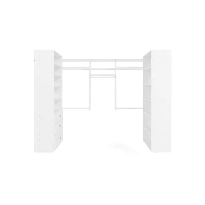 U Shaped Walk In Closet Storage Wall Mounted Wardrobe Organizer Kit System with Shelves and Drawers