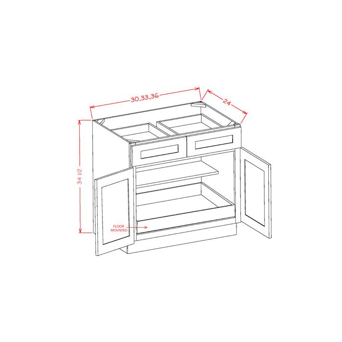 Cambridge Saddle Glaze 30" Base Cabinet with 1 Rollout Tray