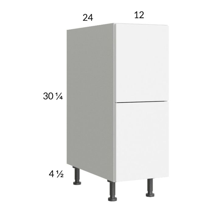 Euro Gloss White 12" 2-Drawer Base Cabinet