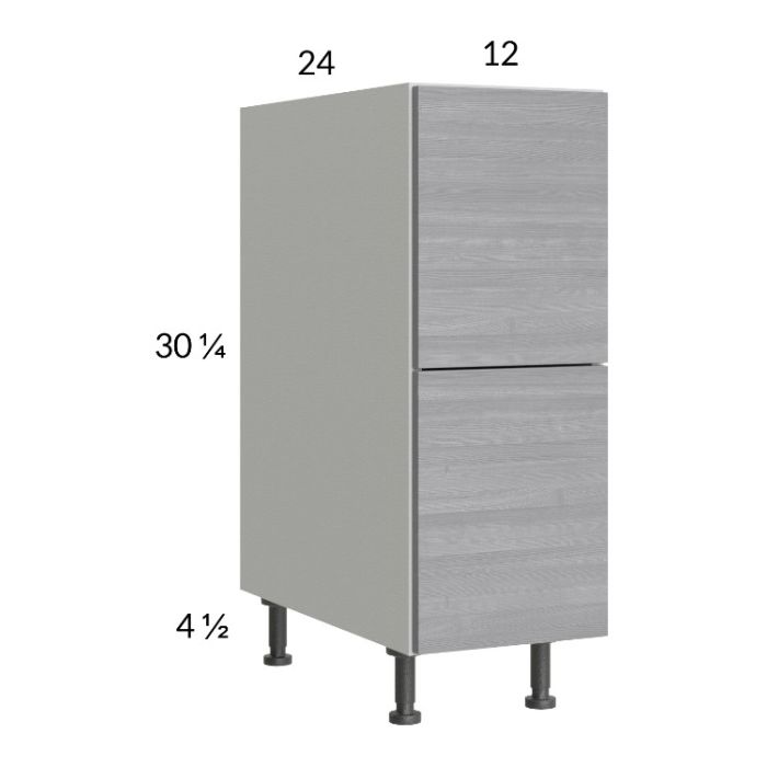 Euro Grey 12" 2-Drawer Base Cabinet