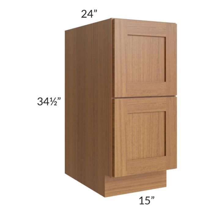 Artisan Walnut Shaker 15" 2-Drawer Base Cabinet