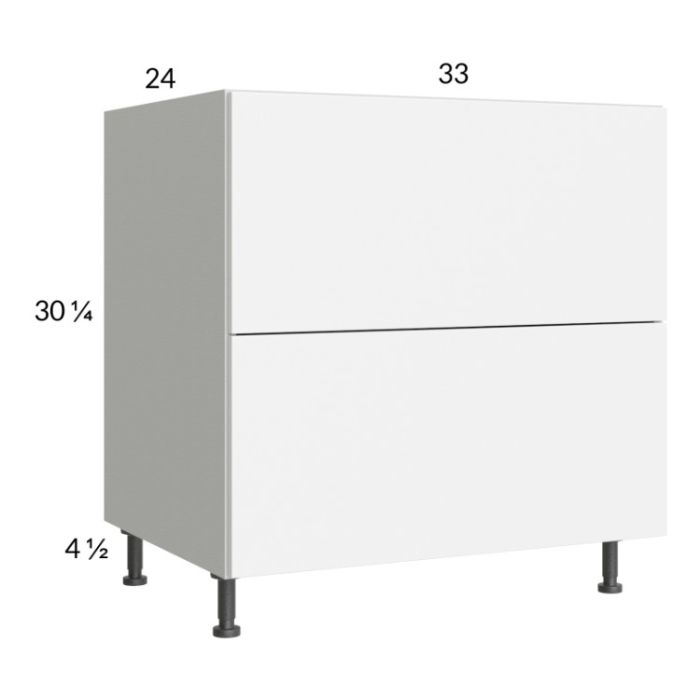 Euro Gloss White 33" 2-Drawer Base Cabinet