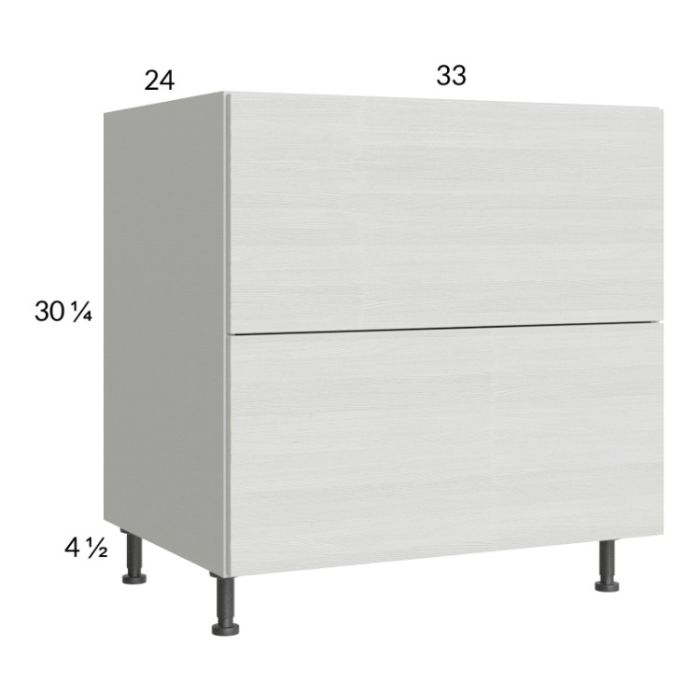 Euro White Grain 33" 2-Drawer Base Cabinet