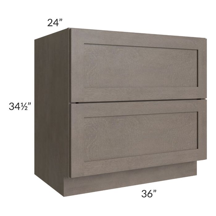 Natural Grey Shaker 36" 2-Drawer Base Cabinet