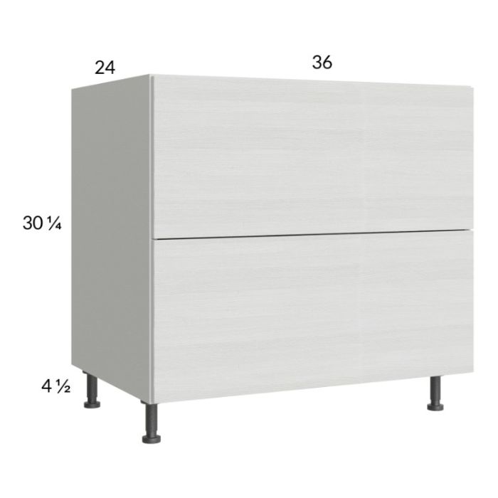 Euro White Grain 36" 2-Drawer Base Cabinet