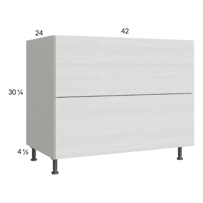 Euro White Grain 42" 2-Drawer Base Cabinet