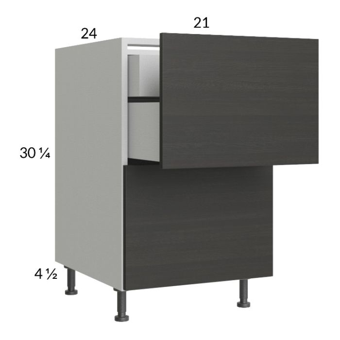 Euro Cafe 21" 2-Drawer Base Cabinet with 1 Inner Drawer