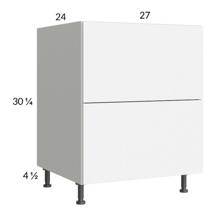 Euro Gloss White 27" 2-Drawer Base Cabinet with 1 Inner Drawer