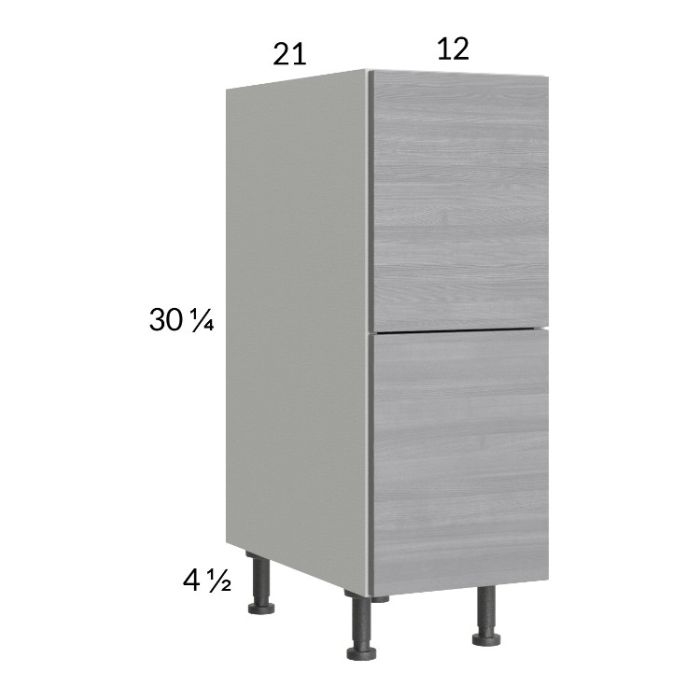 Euro Grey 12" 2-Drawer Vanity Base Cabinet