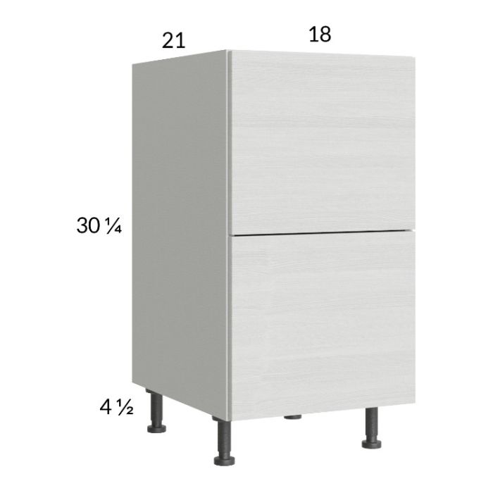Euro White Grain 18" 2-Drawer Vanity Base Cabinet
