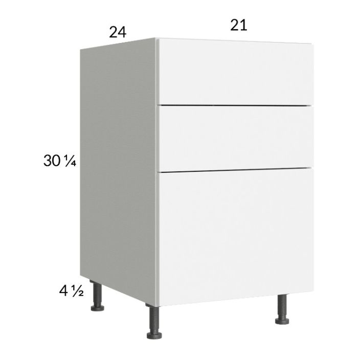 Euro Gloss White 21" 3-Drawer Base Cabinet