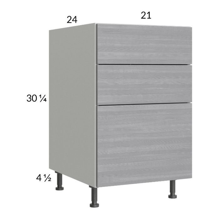 Euro Grey 21" 3-Drawer Base Cabinet