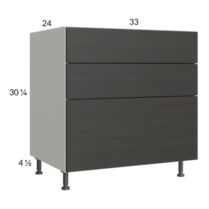 Euro Cafe 33" 3-Drawer Base Cabinet