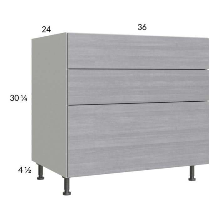 Euro Grey 36" 3-Drawer Base Cabinet