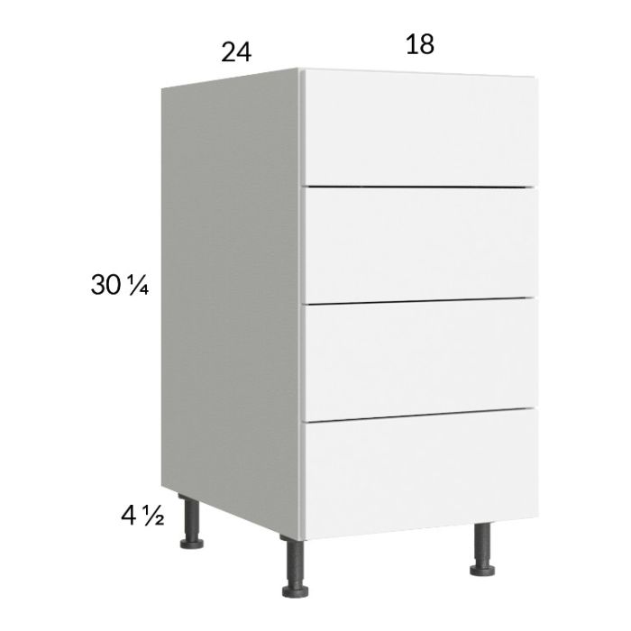 Euro Gloss White 18" 4-Drawer Base Cabinet
