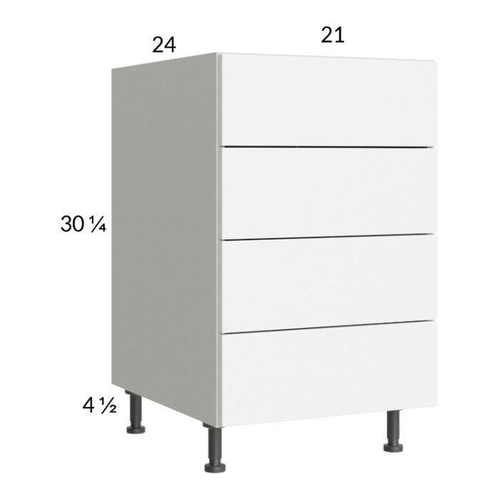 Euro Gloss White 21" 4-Drawer Base Cabinet