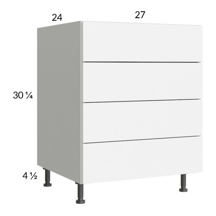 Euro Gloss White 27" 4-Drawer Base Cabinet