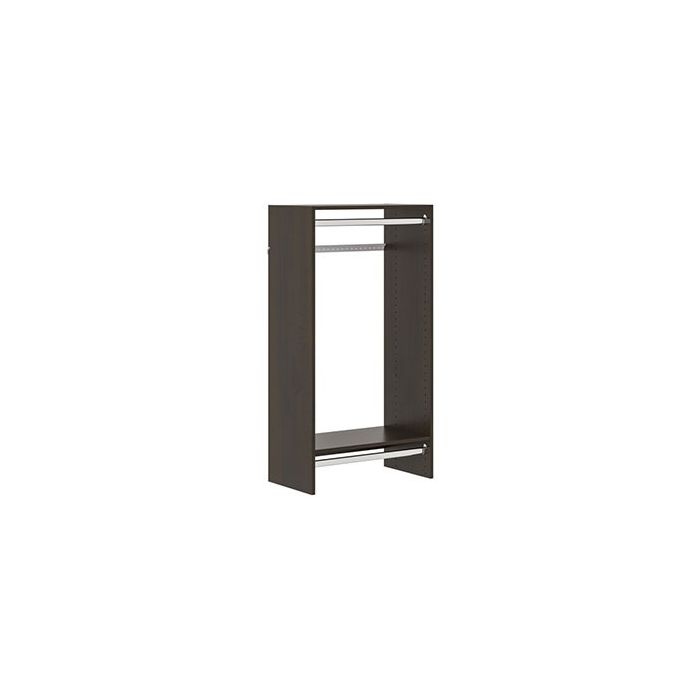 Composite Wood Constructed Durable Double Hanging Kit Storage Closet Organizer with 2 Shelves and 2 Hanging Rods