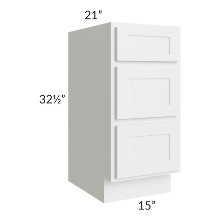 Stratus White ADA 15" Vanity Drawer Base Cabinet