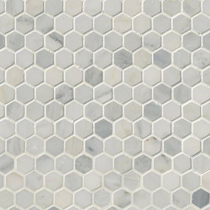 Arabescato Carrara 1" Hexagon Honed In 12" x 12" Mesh
