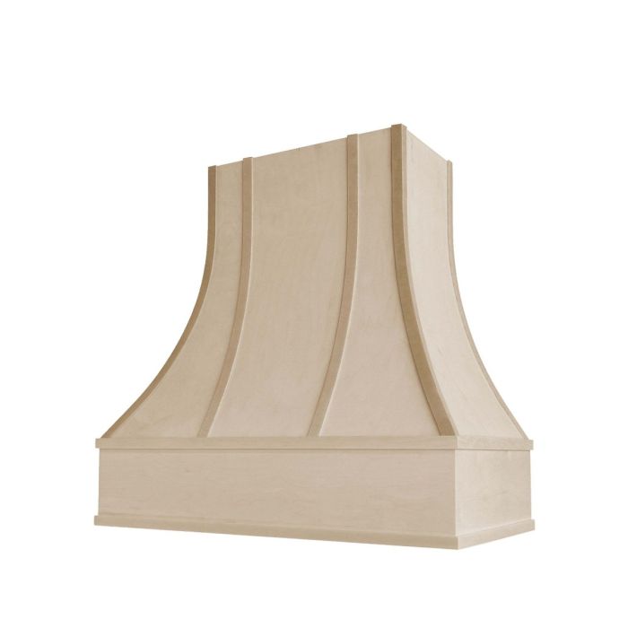 Unfinished Asheville Strapped Curved Hood with Block Molding