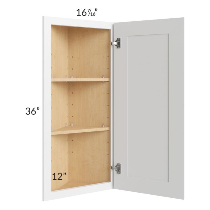 Alpine White Shaker 12x36 Angle Wall Cabinet 