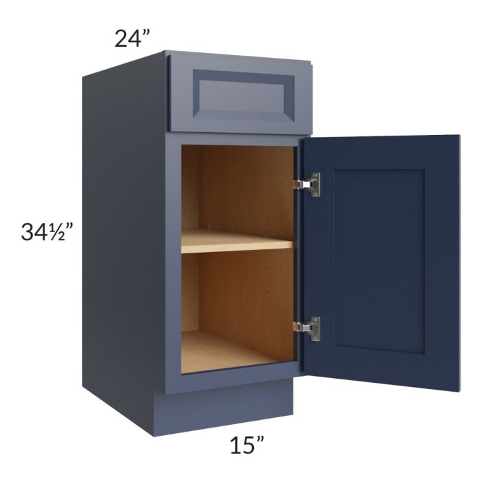 Bayville Blue 15" Full Height Door Base Cabinet