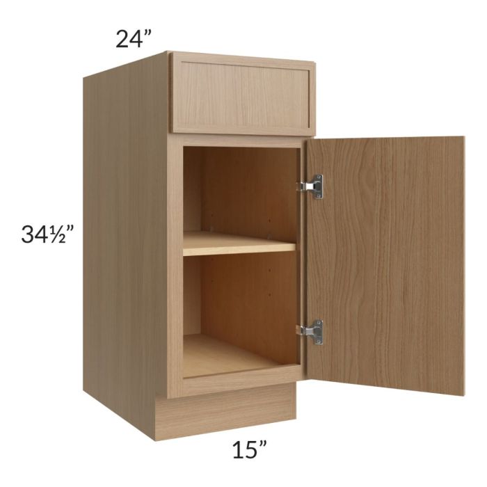 Township Rift Oak 15" Full Height Door Base Cabinet