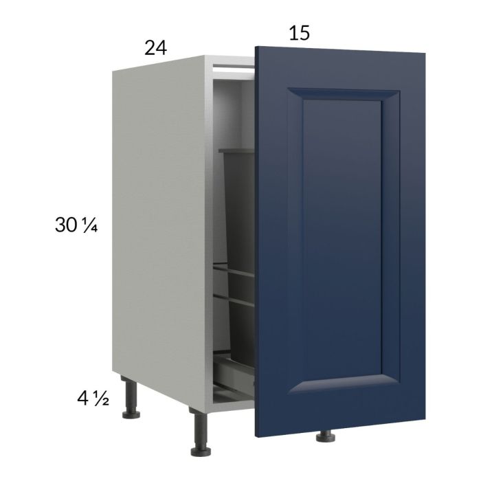 Harbor Navy 15" Full Height Door Base Cabinet with Single Trashcan Pullout