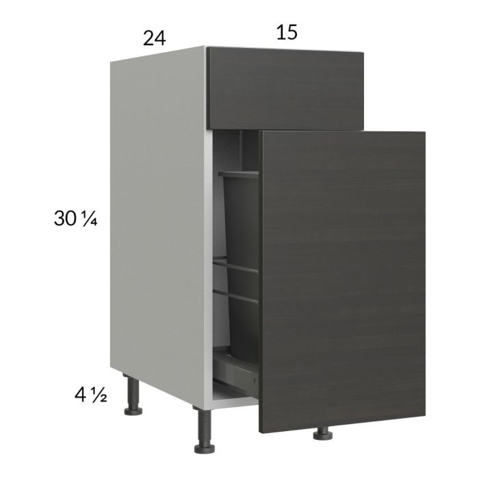 Euro Café 15" Base Cabinet with Single Trashcan Pullout