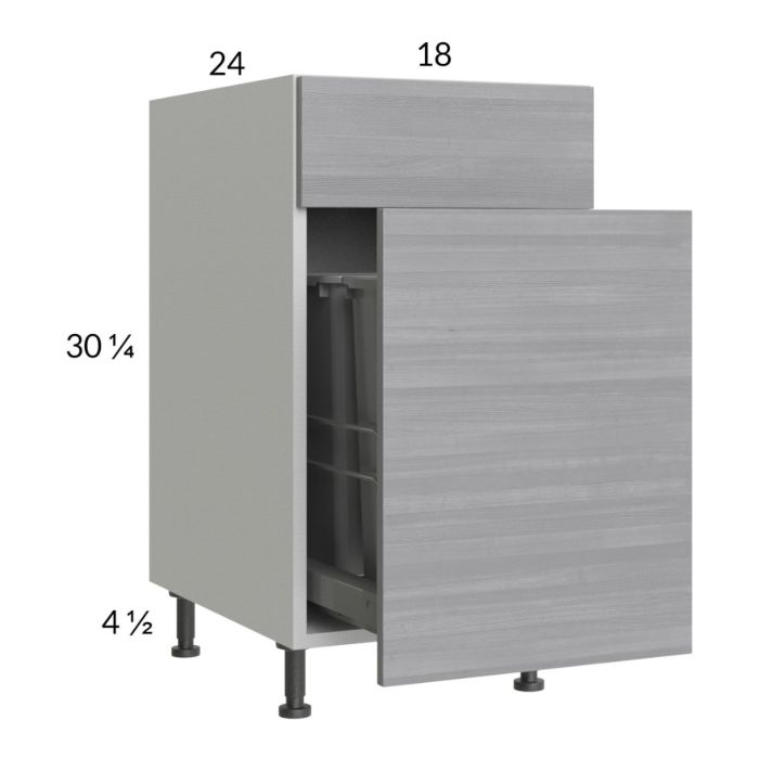 Euro Grey 18" Base Cabinet with Single Trashcan Pullout