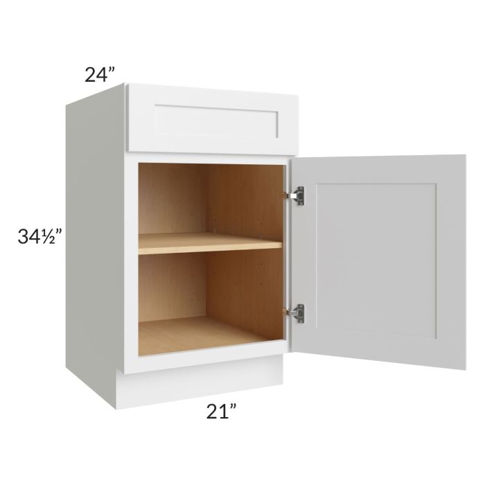 Asheville White Shaker 21" Full Height Door Base Cabinet