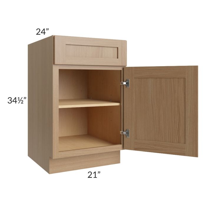 Asheville Rift Oak Shaker 21" Full Height Door Base Cabinet