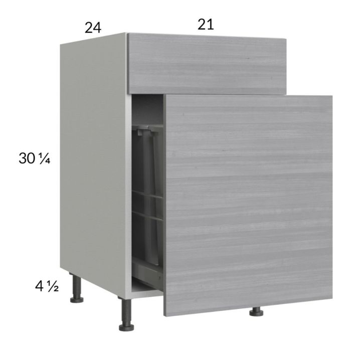 Euro Grey 21" Base Cabinet with Single Trashcan Pullout