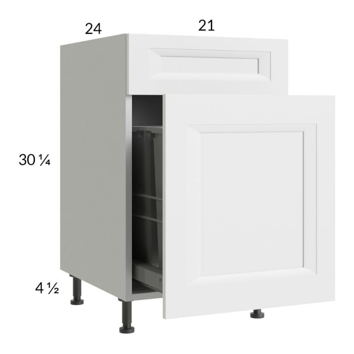 Harbor White 21" Base Cabinet with Single Trashcan Pullout