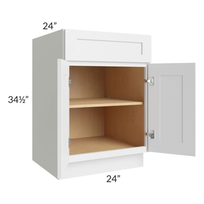 Asheville White Shaker 24" Full Height Door Base Cabinet