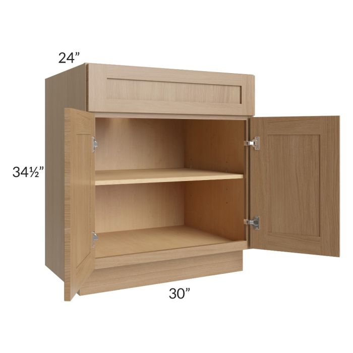 Asheville Rift Oak Shaker 30" Full Height Door Base Cabinet