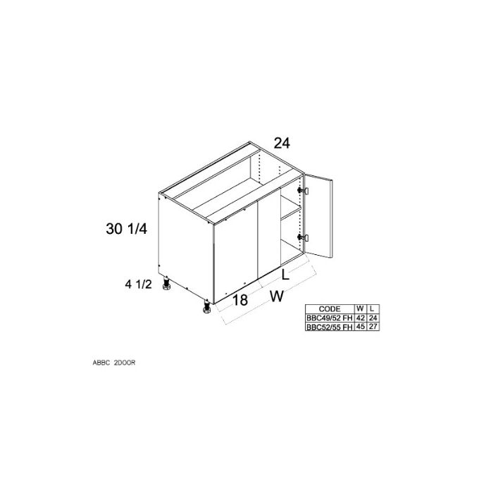 Harbor White 52" - 55" Full Height 2-Door Blind Base Corner Cabinet