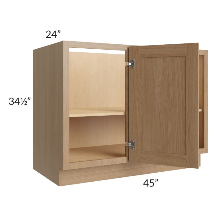 Asheville Rift Oak Shaker 45" Full Height Door Blind Corner Base Cabinet