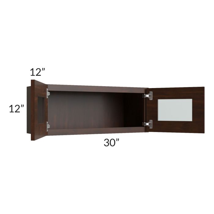 Biscotti Caf?? Glazed 30x12 Decorative Wall Cabinet with Beveled Glass