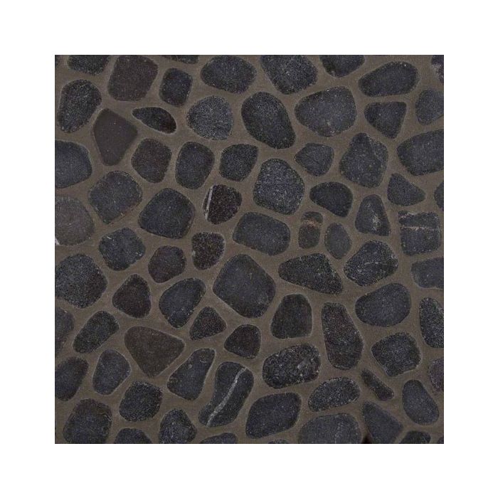 Black Marble Pebbles Tumbled Pattern 10mm Marble Tile