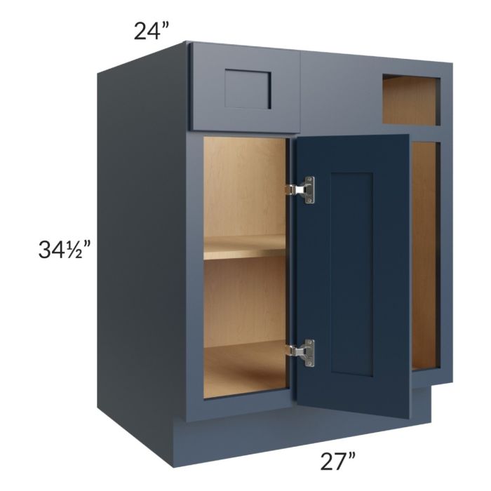 Midtown Blue Shaker 36" - 41-1/2" Blind Base Corner Cabinet