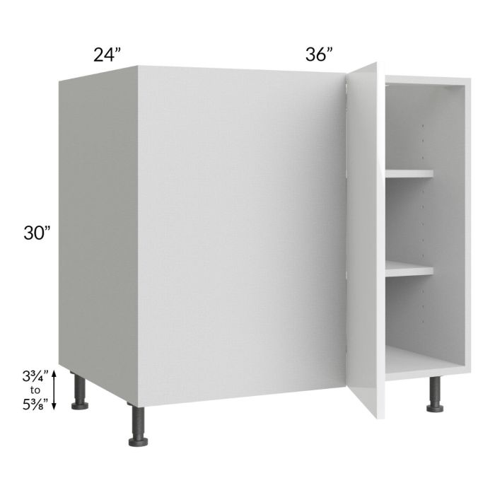 Milan White Gloss 42" - 45" Full Height Door Blind Base Corner Cabinet