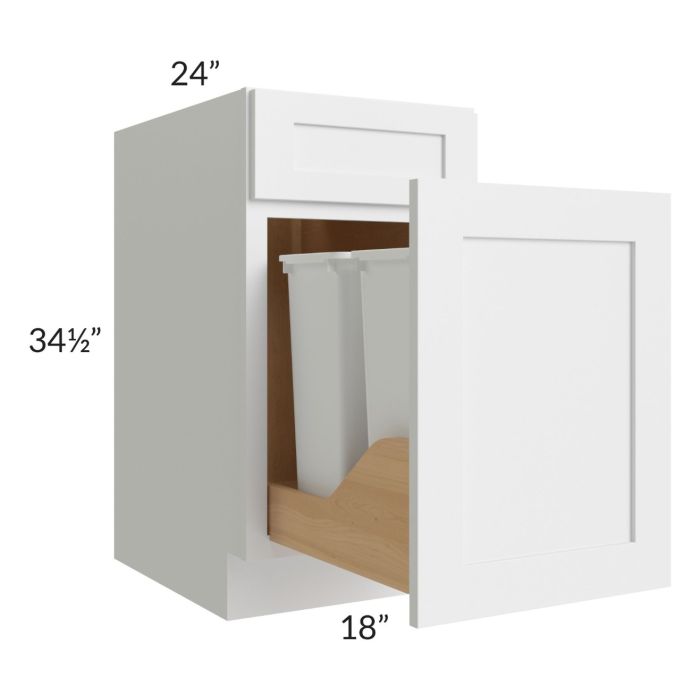Asheville White Shaker 18" Trash Pullout Base Cabinet