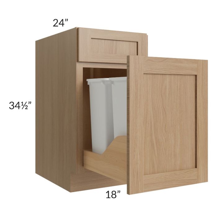 Asheville Rift Oak Shaker 18" Trash Pullout Base Cabinet