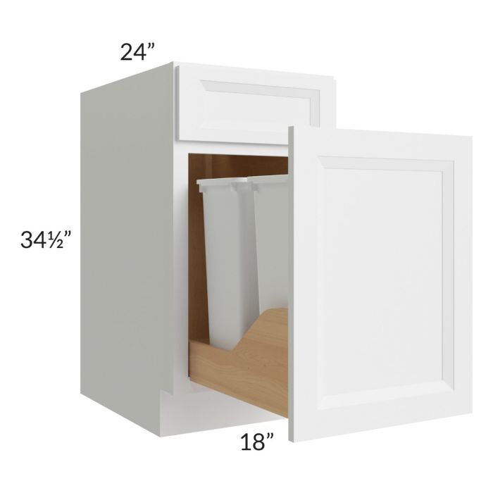 Bayville White 18" Trash Pullout Base Cabinet