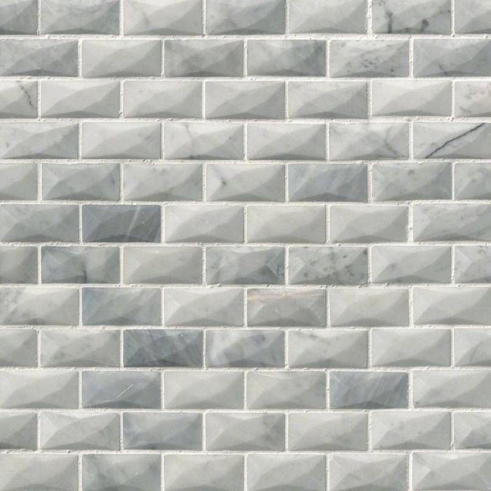 Carrara White 1" x 2" 3D Mosaic Tile