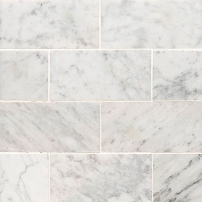 Carrara White 3" x 6" Honed Subway Tile