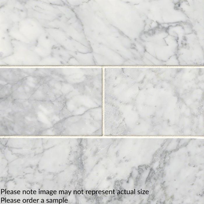 Carrara White Polished Beveled 4" x 12" Subway Tile